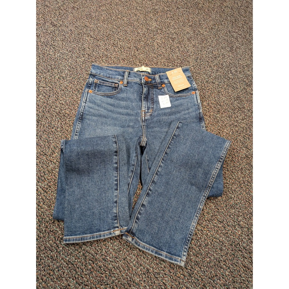 Madewell Mid-Rise Stovepipe Jeans Size 25 Blue Medium Wash Straight Denim NWT